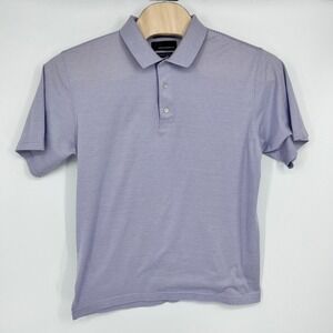 Greg Norman Polo Shirt Mens XL Lavender Micro Stripe 60/2 Double Mercerized